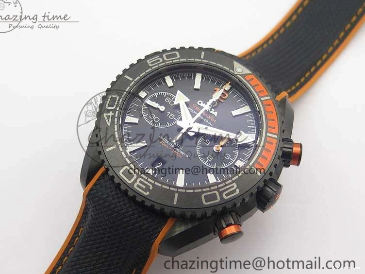 0504 Planet Ocean Master Chronometer Chrono DLC OM 1:1 Best Edition Black Dial On Nylon Strap A Chic 8103